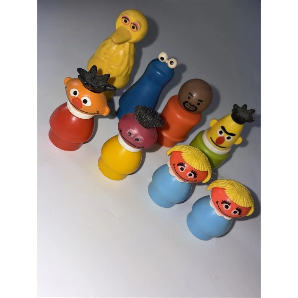 Vtg Fisher Price 8-Little People Sesame Street Ernie Big Bird Bert Gordon Cookie